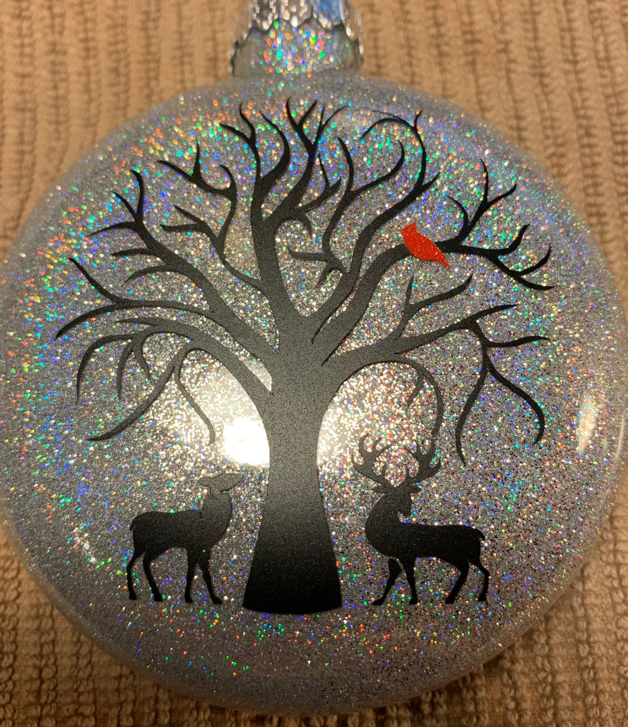 Red Cardinal / Tree / Deer - Glass Christmas Ornament