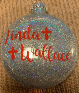 "Lifetime in our hearts" Memorial Glass Christmas Ornament
