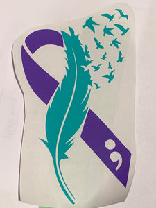 Suicide Awareness Ribbon Decal / Remembrance - Non-Profit Sale $10