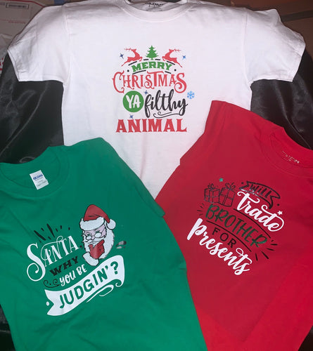 Funny Christmas T-shirt Youth, Merry Christmas ya Filthy Animal