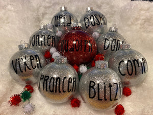 "Always on our minds, forever in our hearts" Memorial Glass Christmas Ornament