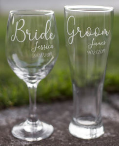 CUSTOM ETCHED PILSNER GLASS DRINK WARE - GIFTS